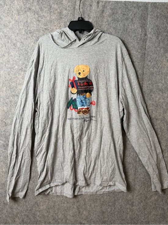 Polo Ralph Lauren Other - Polo Ralph Lauren Mens XL Hoodie Shirt Gray Polo Bear Graphic Holiday